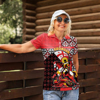 Personalized Georgia Women Polo Shirt Saint George Dragon Slayer Folk Pattern