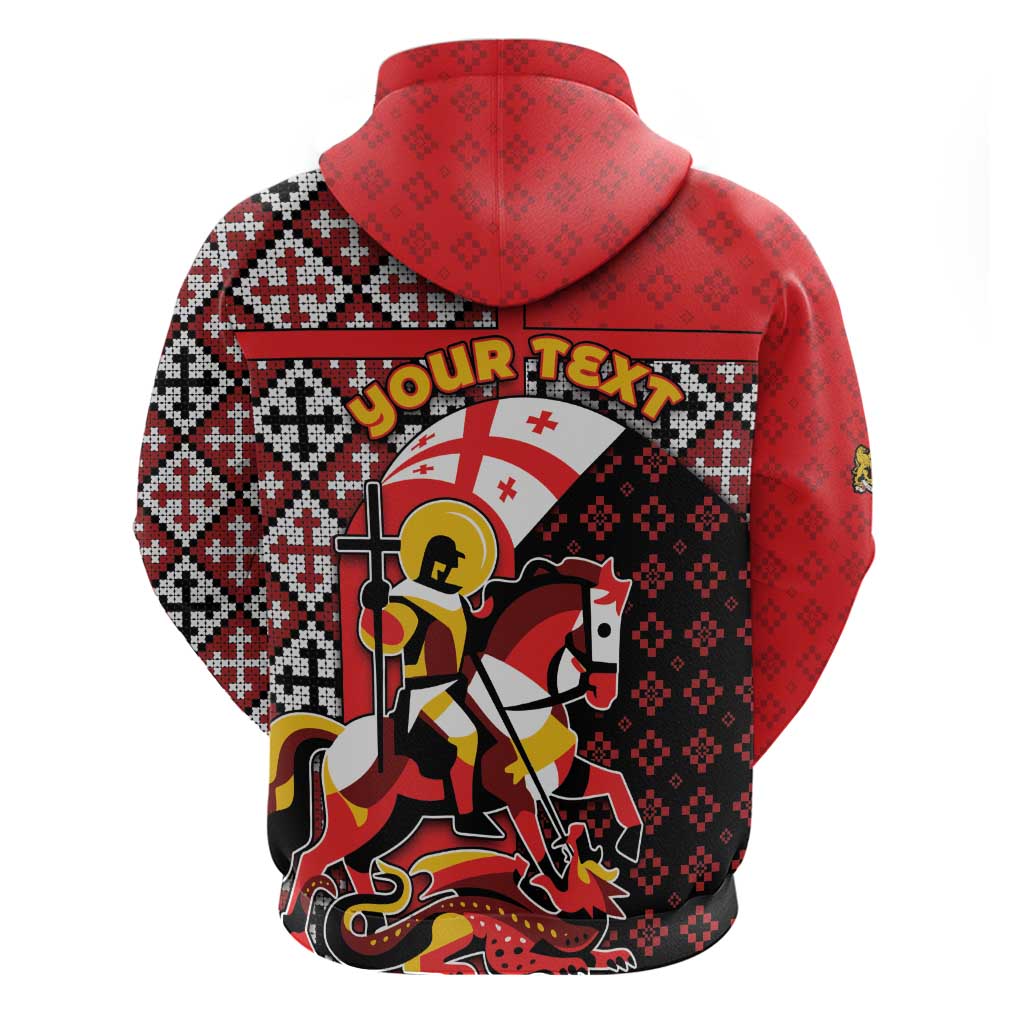 Personalized Georgia Zip Hoodie Saint George Dragon Slayer Folk Pattern
