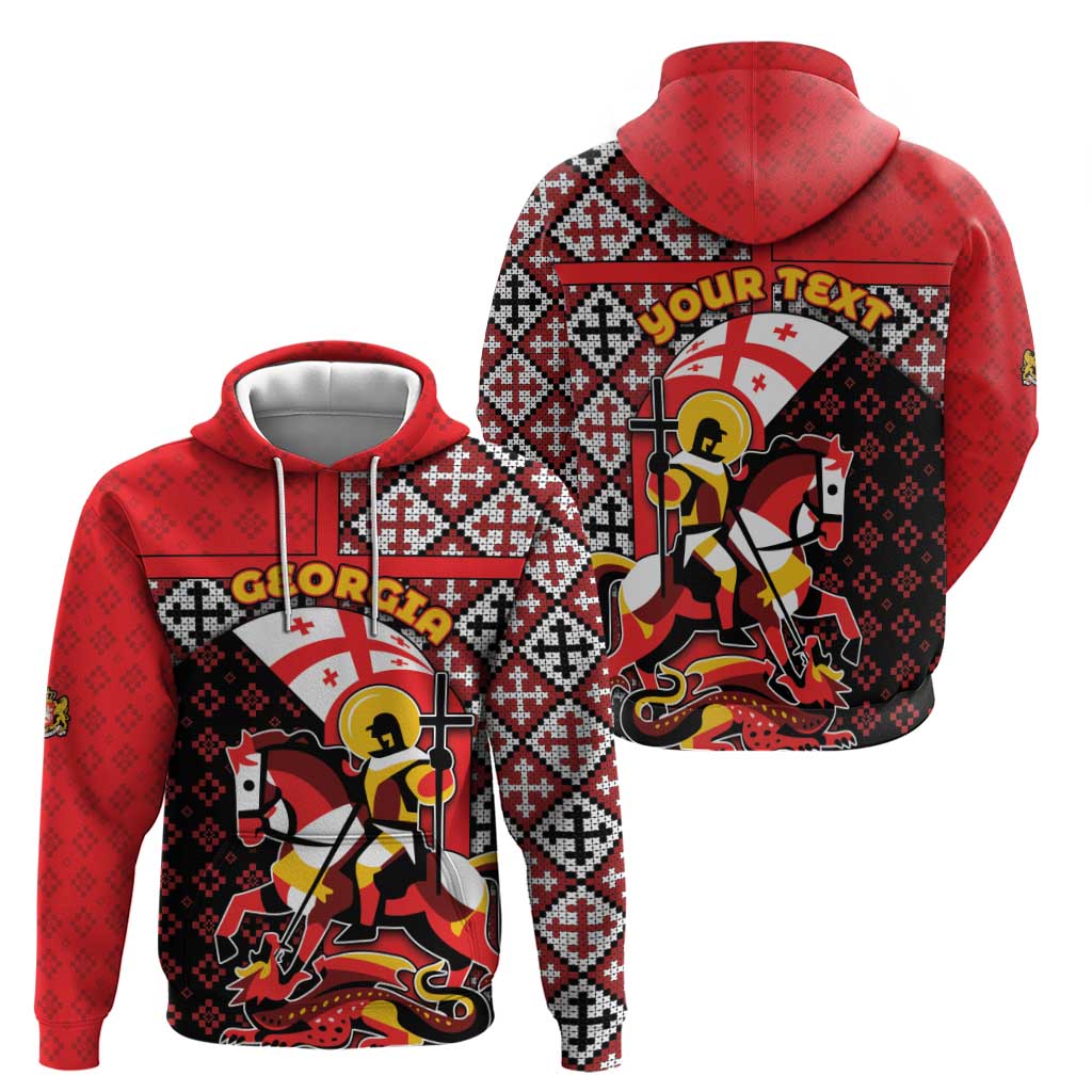 Personalized Georgia Zip Hoodie Saint George Dragon Slayer Folk Pattern