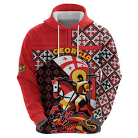 Personalized Georgia Zip Hoodie Saint George Dragon Slayer Folk Pattern