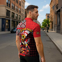 Personalized Georgia Zipper Polo Shirt Saint George Dragon Slayer Folk Pattern