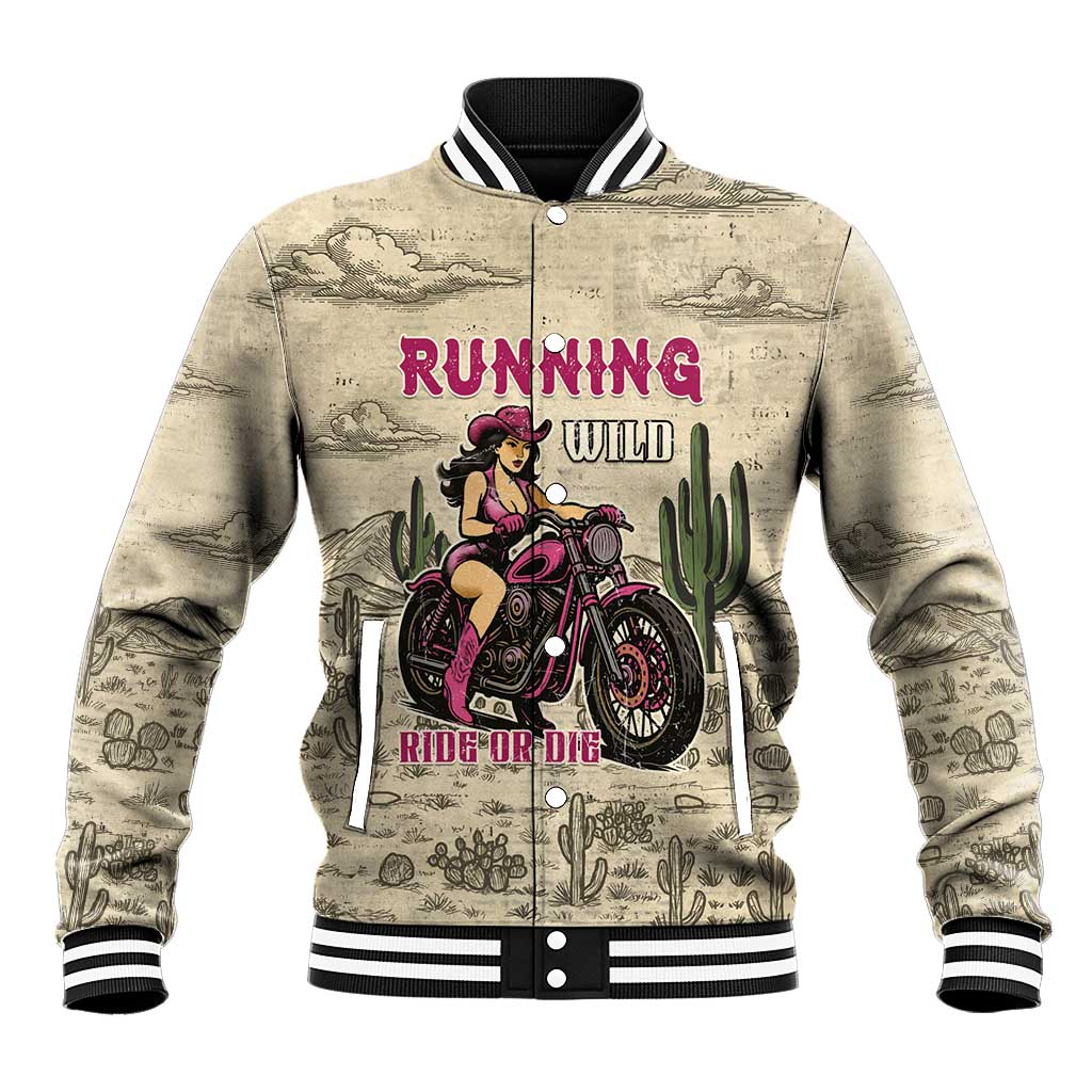 Cowgirl Baseball Jacket Running Wild Ride Or Die