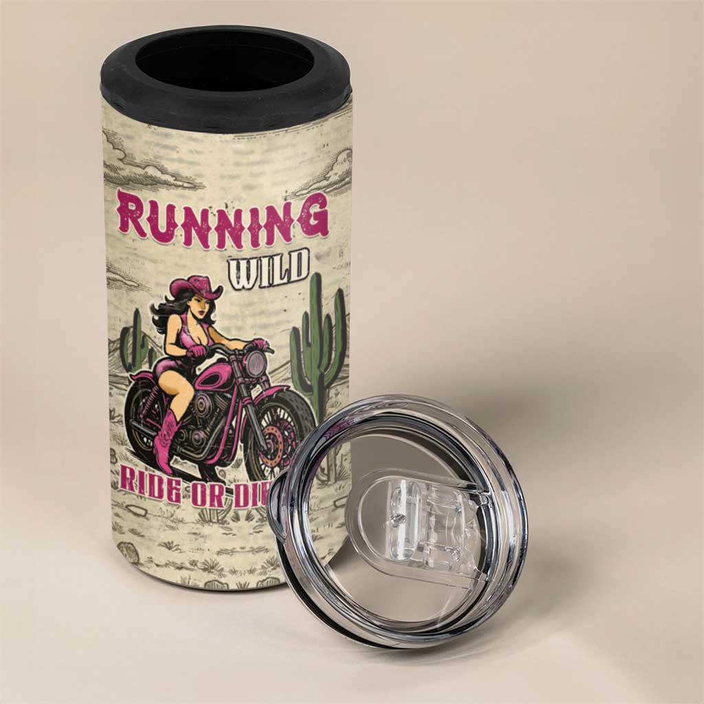 Cowgirl 4 in 1 Can Cooler Tumbler Running Wild Ride Or Die