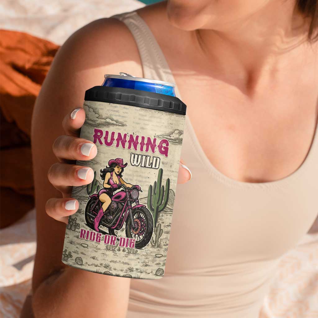 Cowgirl 4 in 1 Can Cooler Tumbler Running Wild Ride Or Die