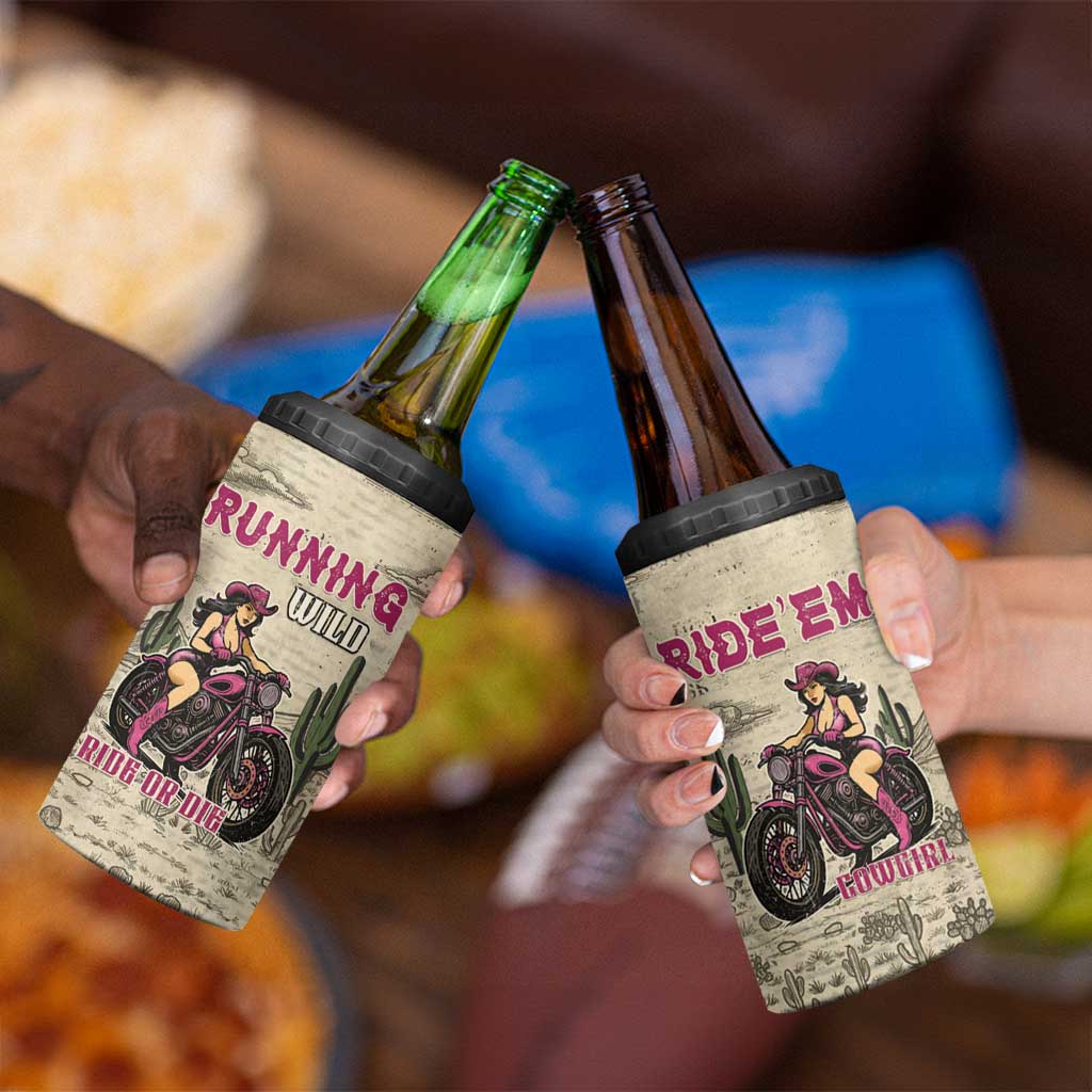 Cowgirl 4 in 1 Can Cooler Tumbler Running Wild Ride Or Die