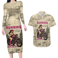 Cowgirl Couples Matching Long Sleeve Bodycon Dress and Hawaiian Shirt Running Wild Ride Or Die