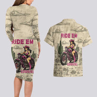 Cowgirl Couples Matching Long Sleeve Bodycon Dress and Hawaiian Shirt Running Wild Ride Or Die