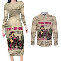 Cowgirl Couples Matching Long Sleeve Bodycon Dress and Long Sleeve Button Shirt Running Wild Ride Or Die