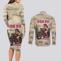 Cowgirl Couples Matching Long Sleeve Bodycon Dress and Long Sleeve Button Shirt Running Wild Ride Or Die