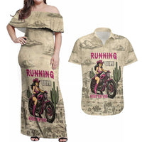 Cowgirl Couples Matching Off Shoulder Maxi Dress and Hawaiian Shirt Running Wild Ride Or Die