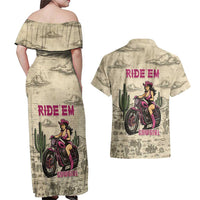 Cowgirl Couples Matching Off Shoulder Maxi Dress and Hawaiian Shirt Running Wild Ride Or Die