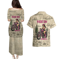 Cowgirl Couples Matching Puletasi and Hawaiian Shirt Running Wild Ride Or Die