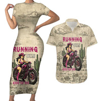 Cowgirl Couples Matching Short Sleeve Bodycon Dress and Hawaiian Shirt Running Wild Ride Or Die