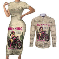 Cowgirl Couples Matching Short Sleeve Bodycon Dress and Long Sleeve Button Shirt Running Wild Ride Or Die