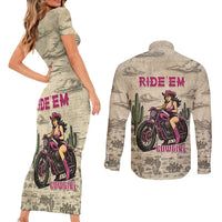 Cowgirl Couples Matching Short Sleeve Bodycon Dress and Long Sleeve Button Shirt Running Wild Ride Or Die