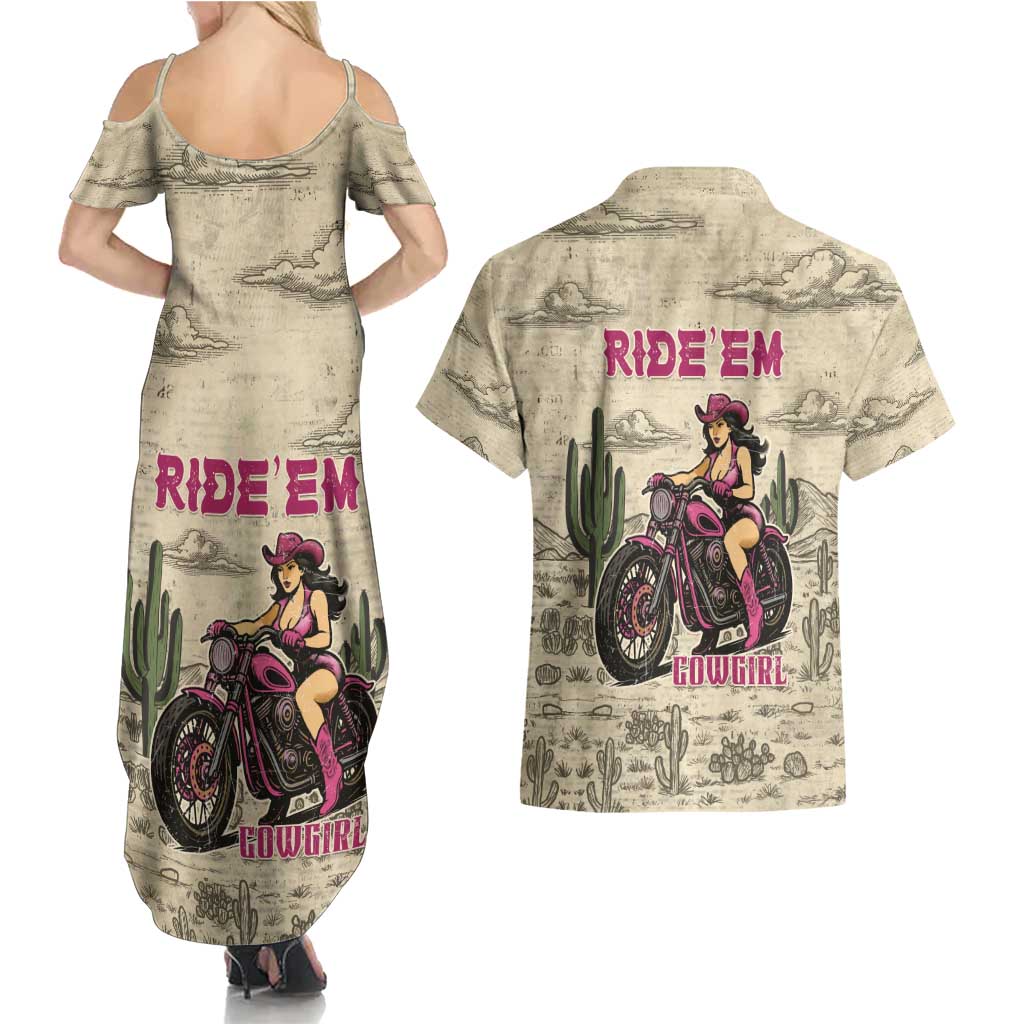 Cowgirl Couples Matching Summer Maxi Dress and Hawaiian Shirt Running Wild Ride Or Die