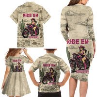 Cowgirl Family Matching Long Sleeve Bodycon Dress and Hawaiian Shirt Running Wild Ride Or Die