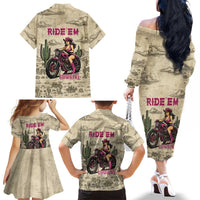 Cowgirl Family Matching Off The Shoulder Long Sleeve Dress and Hawaiian Shirt Running Wild Ride Or Die