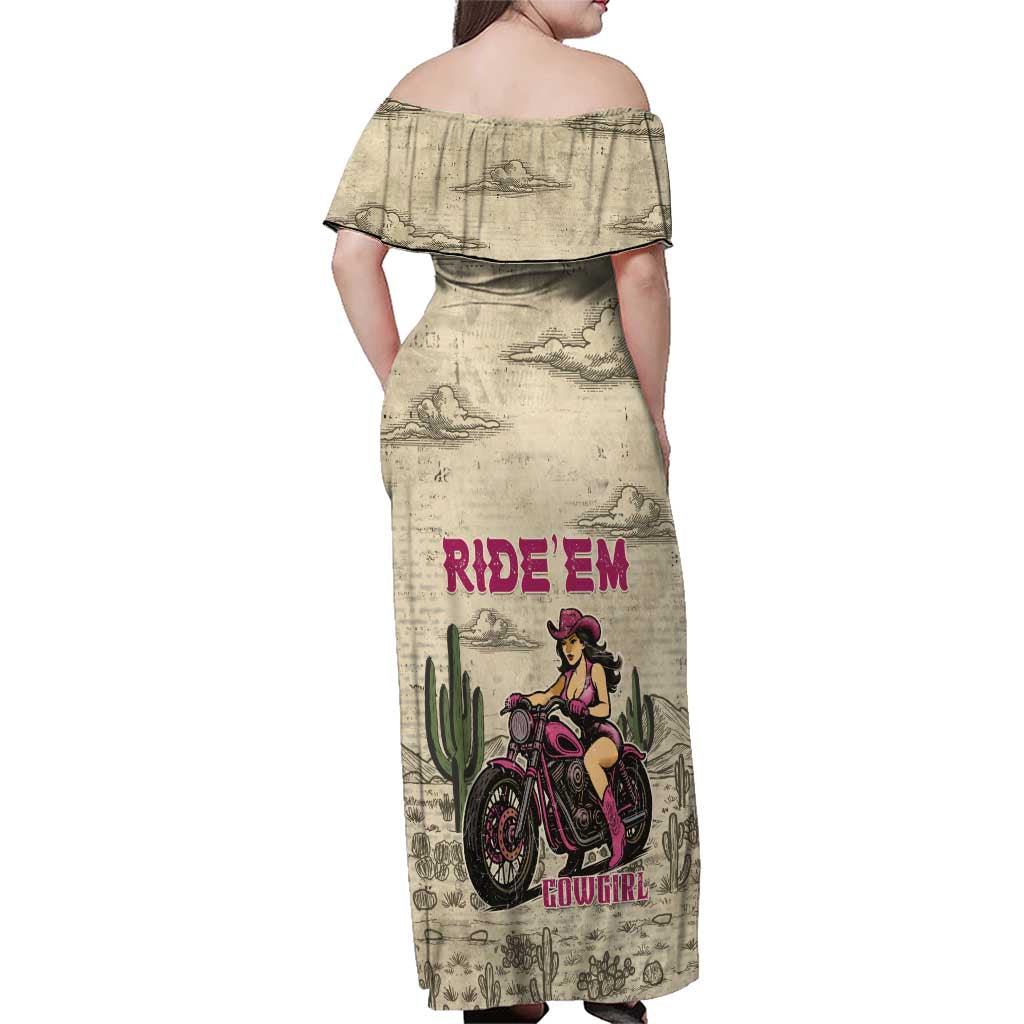 Cowgirl Family Matching Off Shoulder Maxi Dress and Hawaiian Shirt Running Wild Ride Or Die
