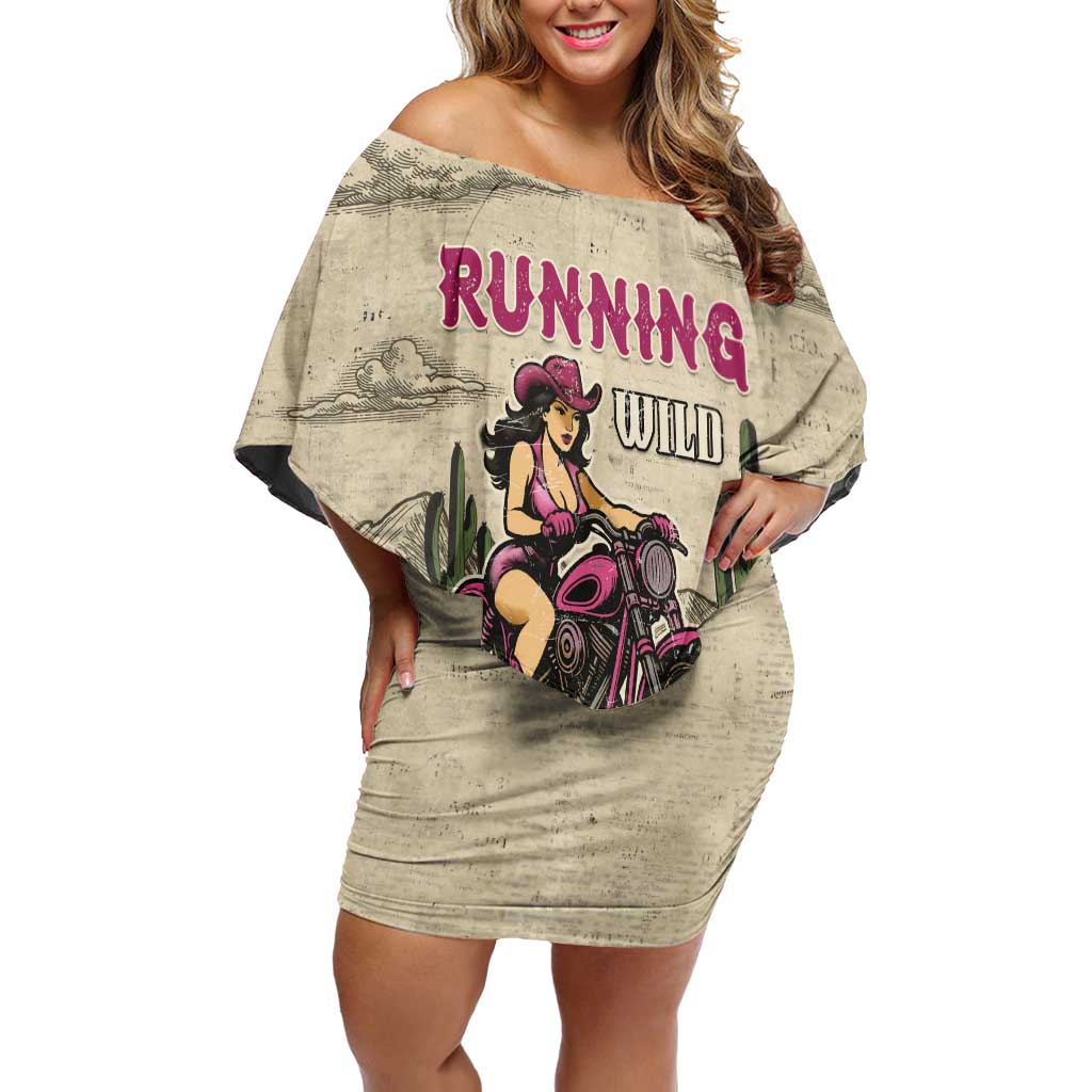 Cowgirl Family Matching Off Shoulder Short Dress and Hawaiian Shirt Running Wild Ride Or Die