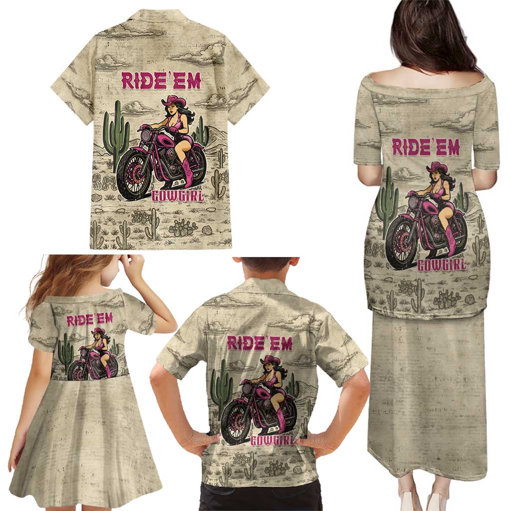 Cowgirl Family Matching Puletasi and Hawaiian Shirt Running Wild Ride Or Die