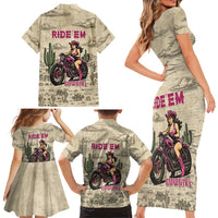 Cowgirl Family Matching Short Sleeve Bodycon Dress and Hawaiian Shirt Running Wild Ride Or Die