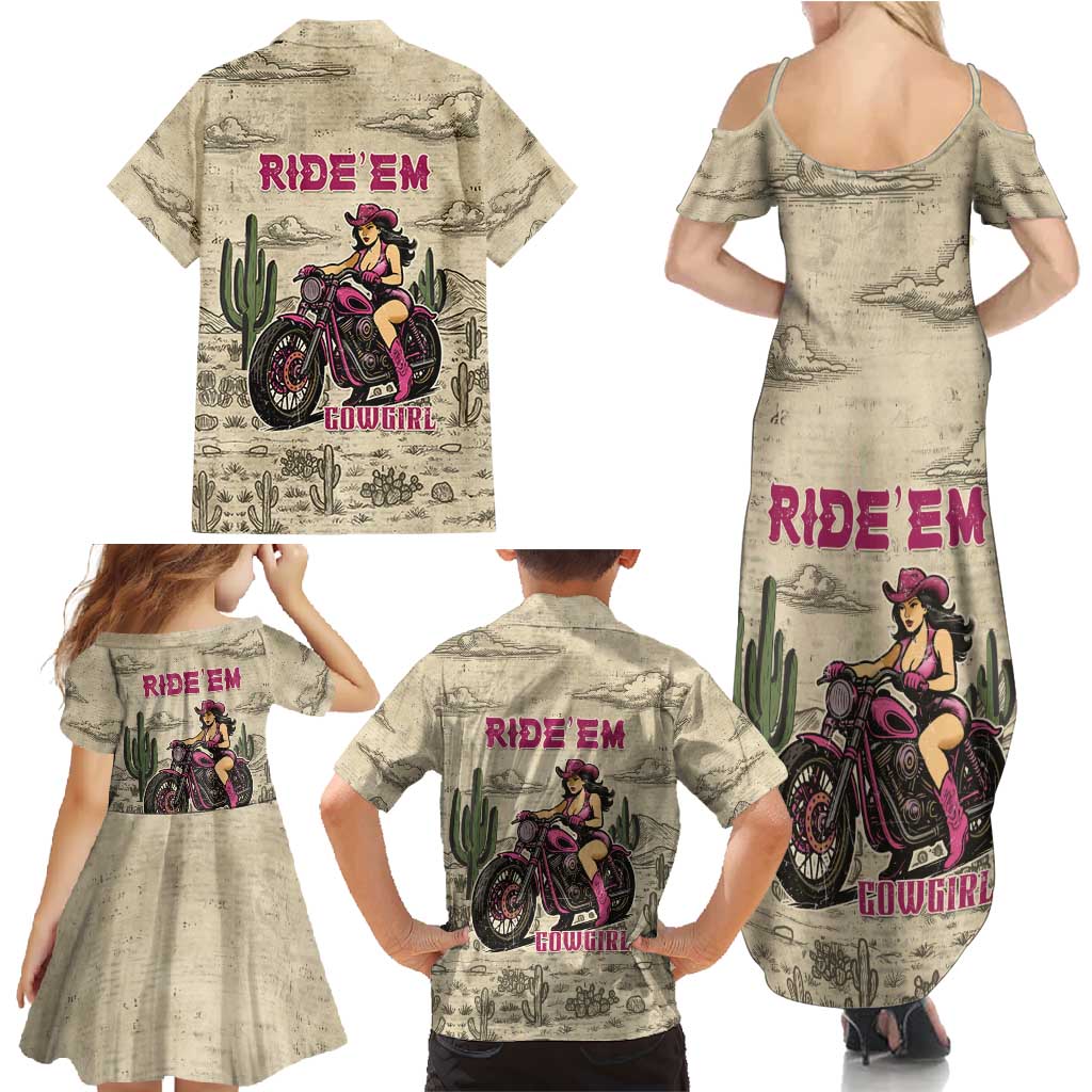 Cowgirl Family Matching Summer Maxi Dress and Hawaiian Shirt Running Wild Ride Or Die