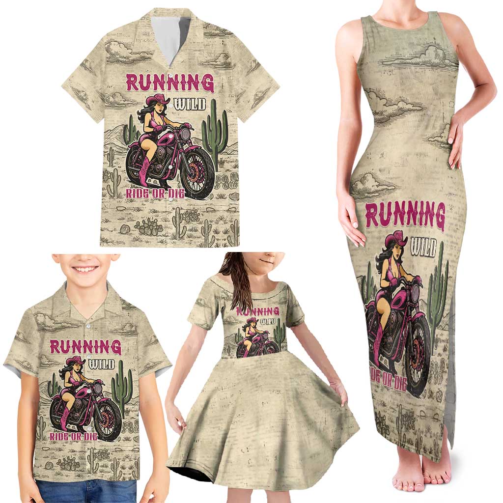 Cowgirl Family Matching Tank Maxi Dress and Hawaiian Shirt Running Wild Ride Or Die