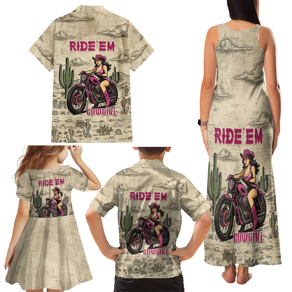 Cowgirl Family Matching Tank Maxi Dress and Hawaiian Shirt Running Wild Ride Or Die