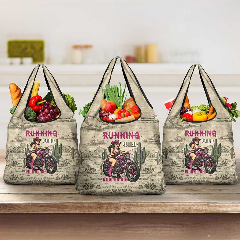 Cowgirl Grocery Bag Running Wild Ride Or Die