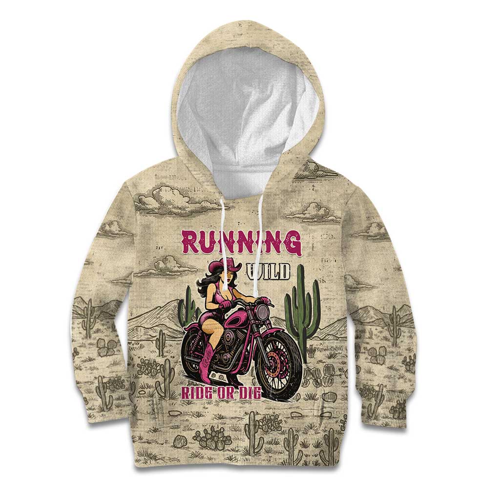 Cowgirl Kid Hoodie Running Wild Ride Or Die