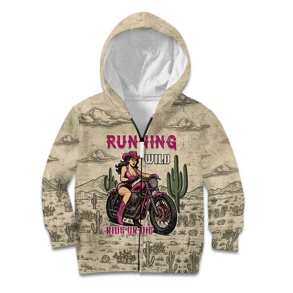 Cowgirl Kid Hoodie Running Wild Ride Or Die
