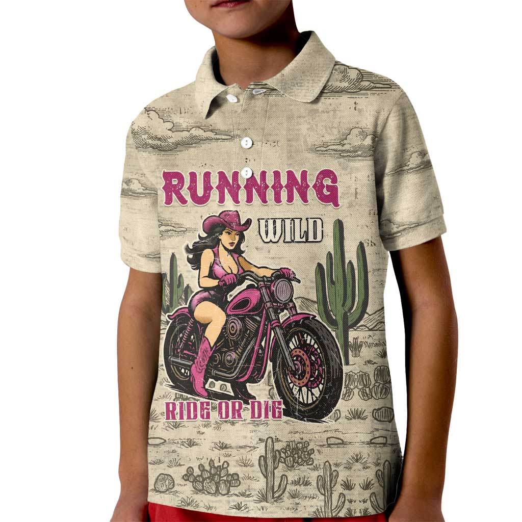Cowgirl Kid Polo Shirt Running Wild Ride Or Die