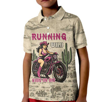 Cowgirl Kid Polo Shirt Running Wild Ride Or Die