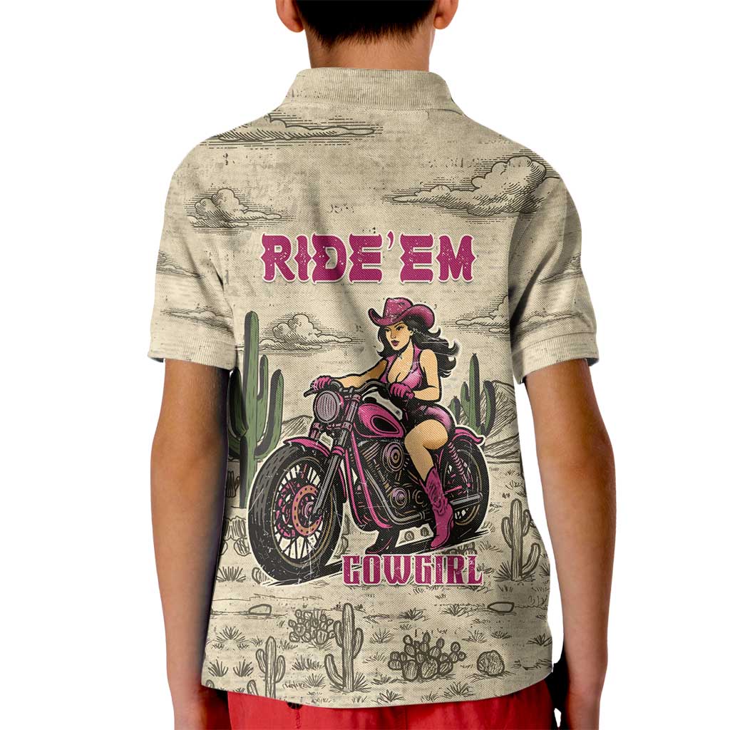 Cowgirl Kid Polo Shirt Running Wild Ride Or Die