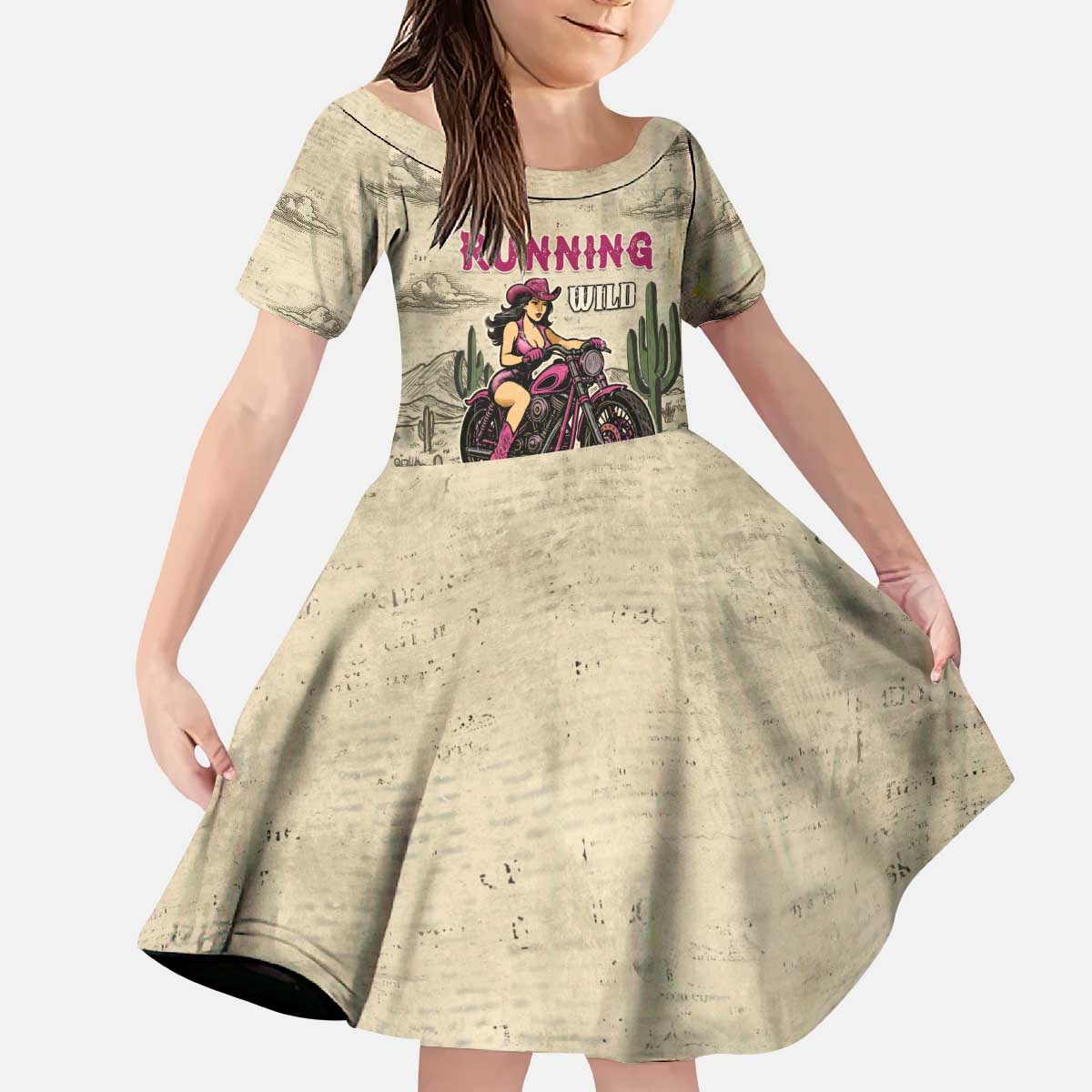 Cowgirl Kid Short Sleeve Dress Running Wild Ride Or Die