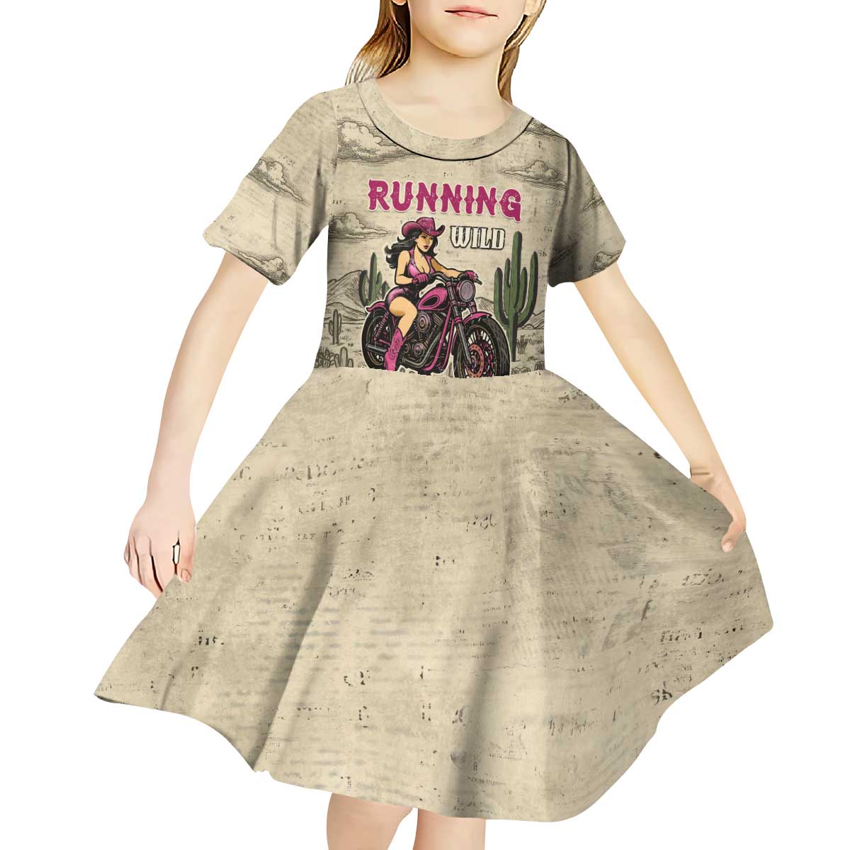 Cowgirl Kid Short Sleeve Dress Running Wild Ride Or Die
