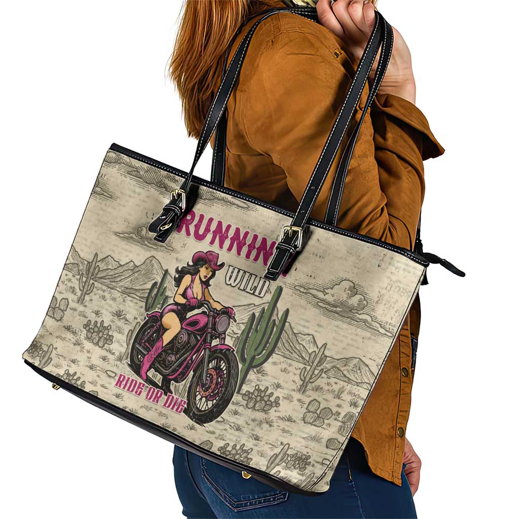 Cowgirl Leather Tote Bag Running Wild Ride Or Die