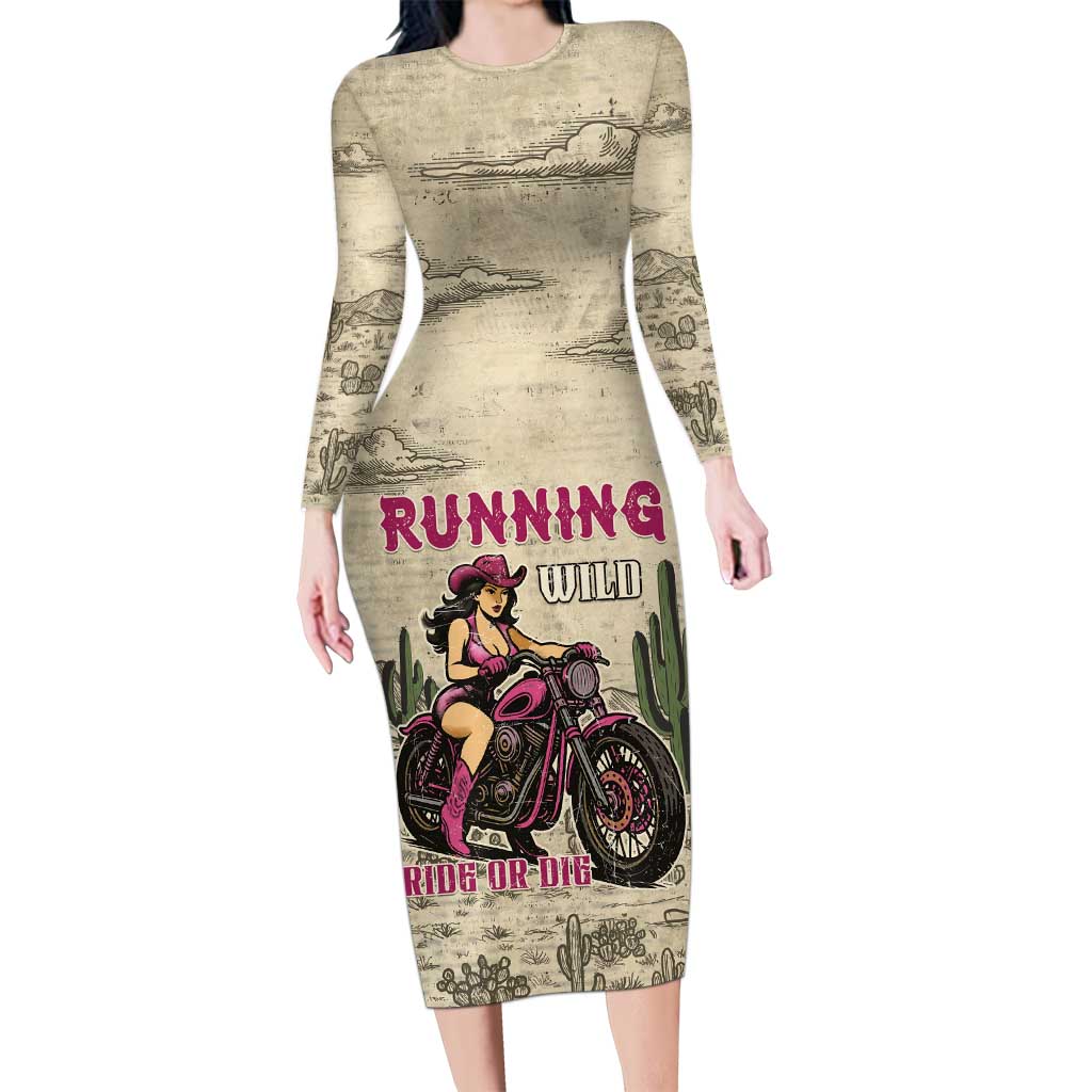 Cowgirl Long Sleeve Bodycon Dress Running Wild Ride Or Die