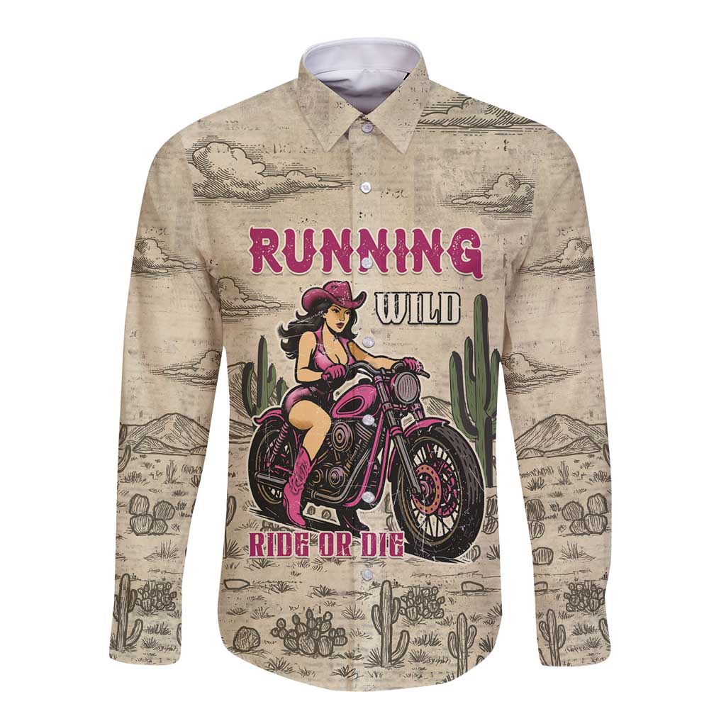 Cowgirl Long Sleeve Button Shirt Running Wild Ride Or Die
