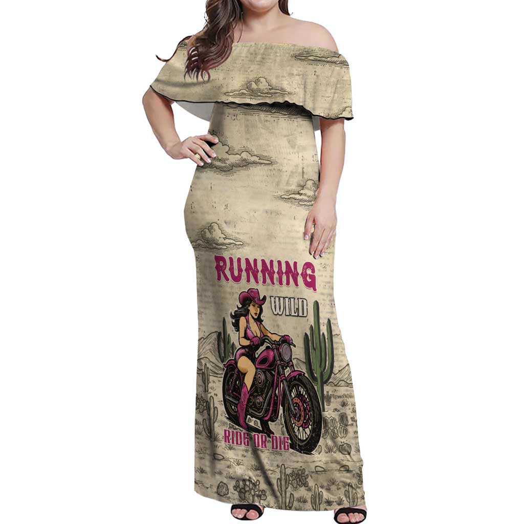 Cowgirl Off Shoulder Maxi Dress Running Wild Ride Or Die