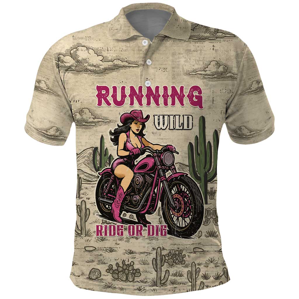 Cowgirl Polo Shirt Running Wild Ride Or Die