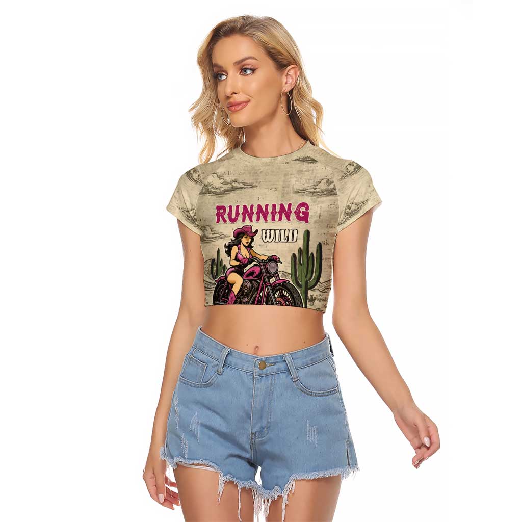 Cowgirl Raglan Cropped T Shirt Running Wild Ride Or Die