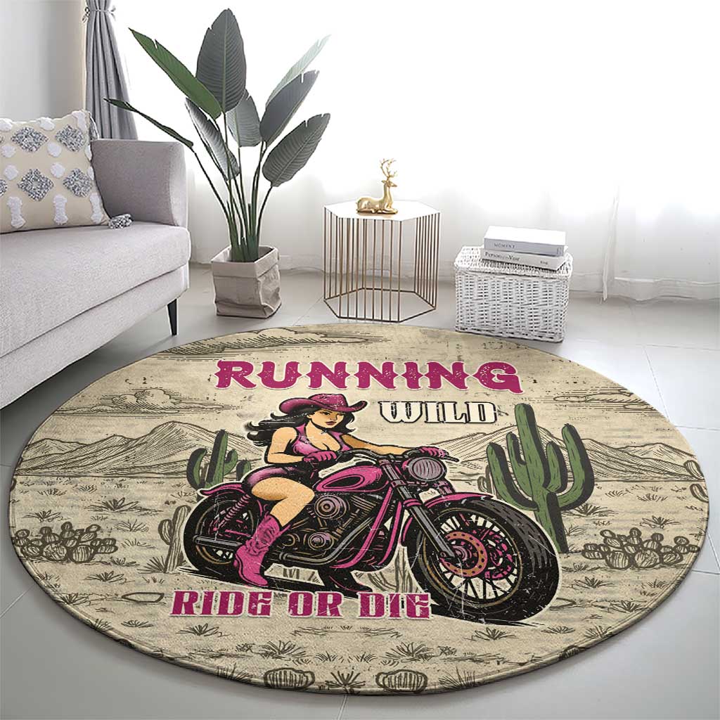 Cowgirl Round Carpet Running Wild Ride Or Die