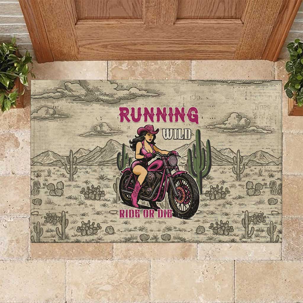 Cowgirl Rubber Doormat Running Wild Ride Or Die
