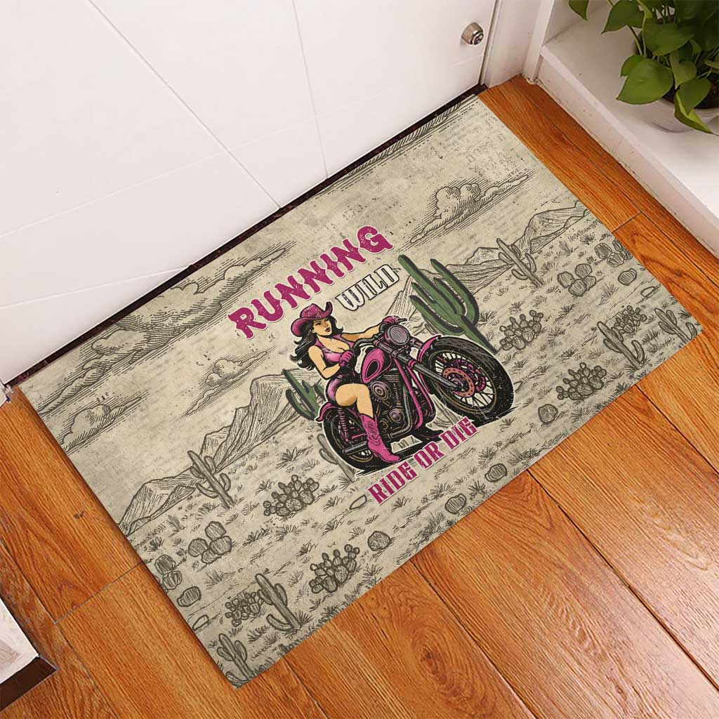 Cowgirl Rubber Doormat Running Wild Ride Or Die