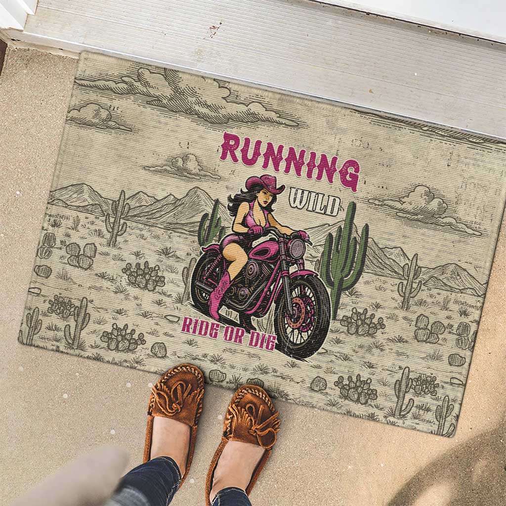 Cowgirl Rubber Doormat Running Wild Ride Or Die