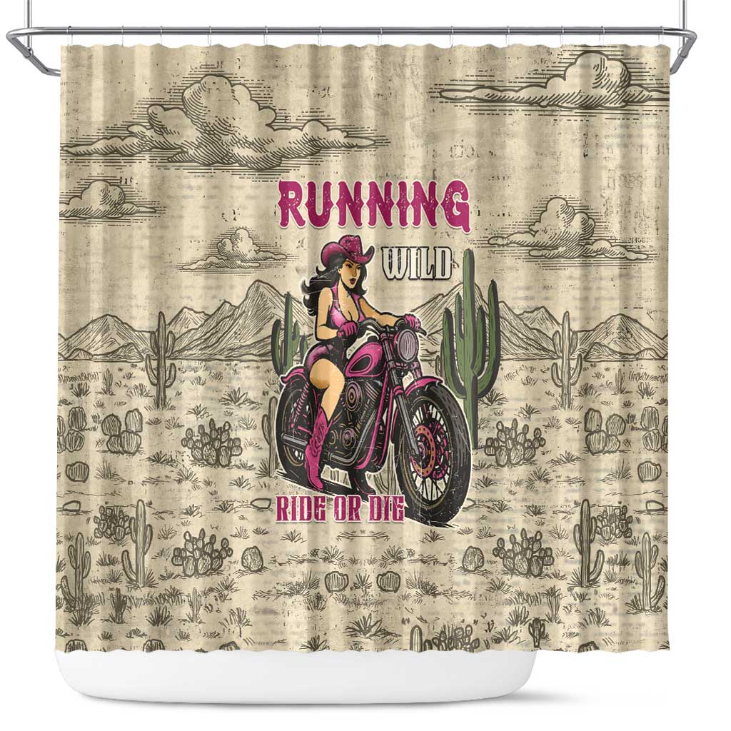 Cowgirl Shower Curtain Running Wild Ride Or Die