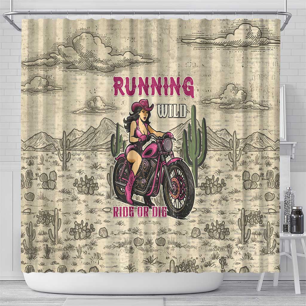 Cowgirl Shower Curtain Running Wild Ride Or Die