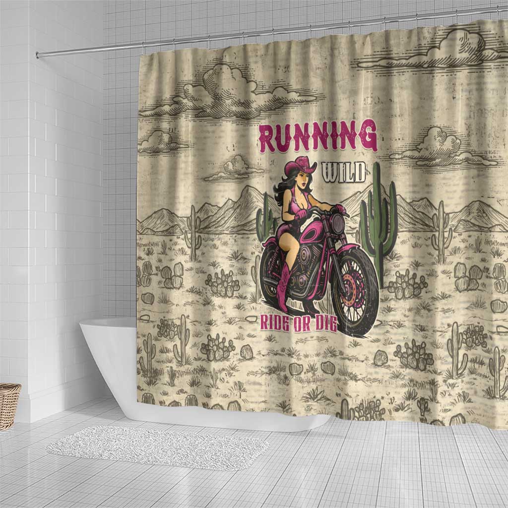 Cowgirl Shower Curtain Running Wild Ride Or Die